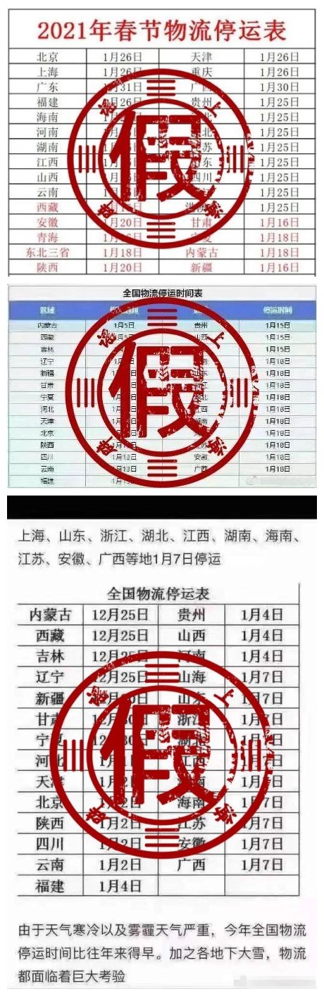 2021年春运取消？1月7日前物流停运？春运取消物流停运系谣言