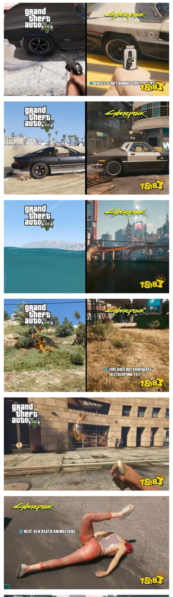GTA5和赛博朋克2077对比 GTA5赢在细节上