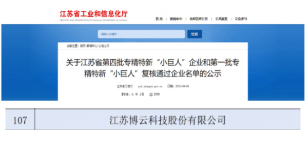 博云科技入选第四批国家级专精特新「小巨人」企业名单