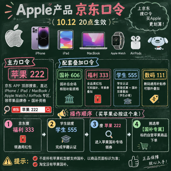 Apple产品京东优惠口令